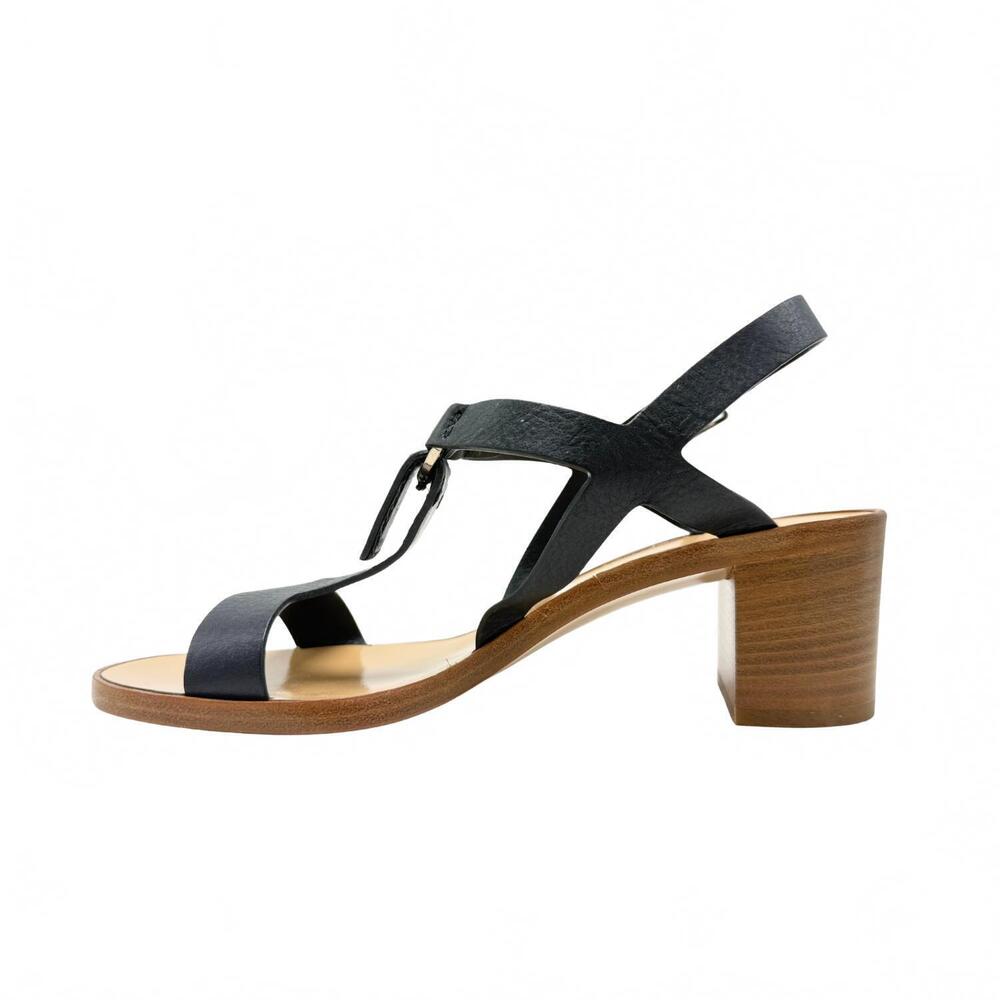NEW SALVATORE FERRAGAMO women's peria leather t strap sandal in nero